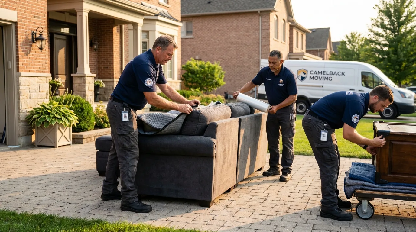 Large estate moving crew wrapping furniture in Live Oak, CA